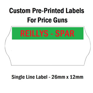 Custom Designed Price Labels 26mm x 12mm CT4 - White with 1 Colour Logo